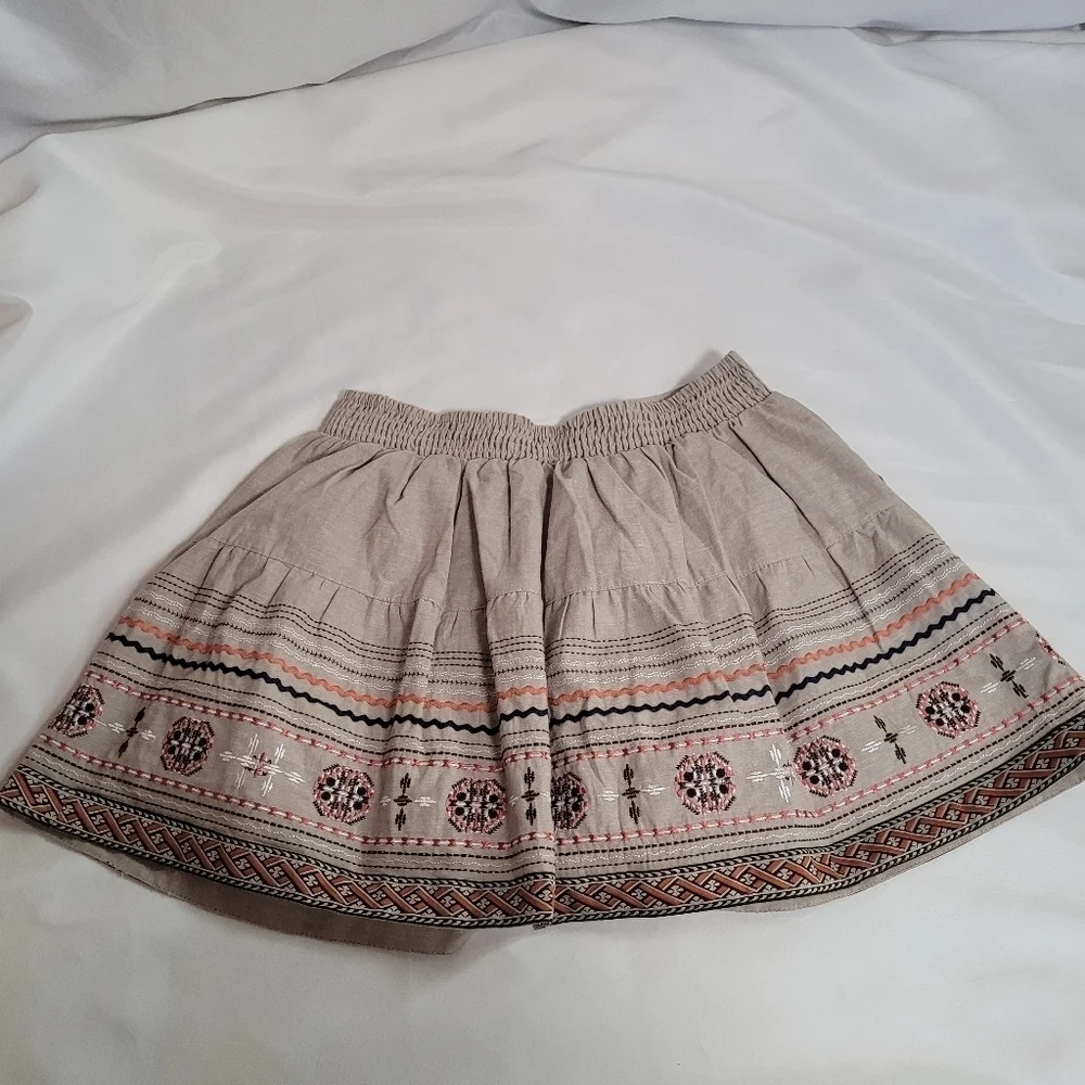 NWOT Esley Linen Blend Size L Southwestern Boho Mini Skirt